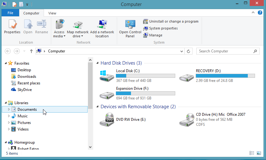 file and folder storage locations